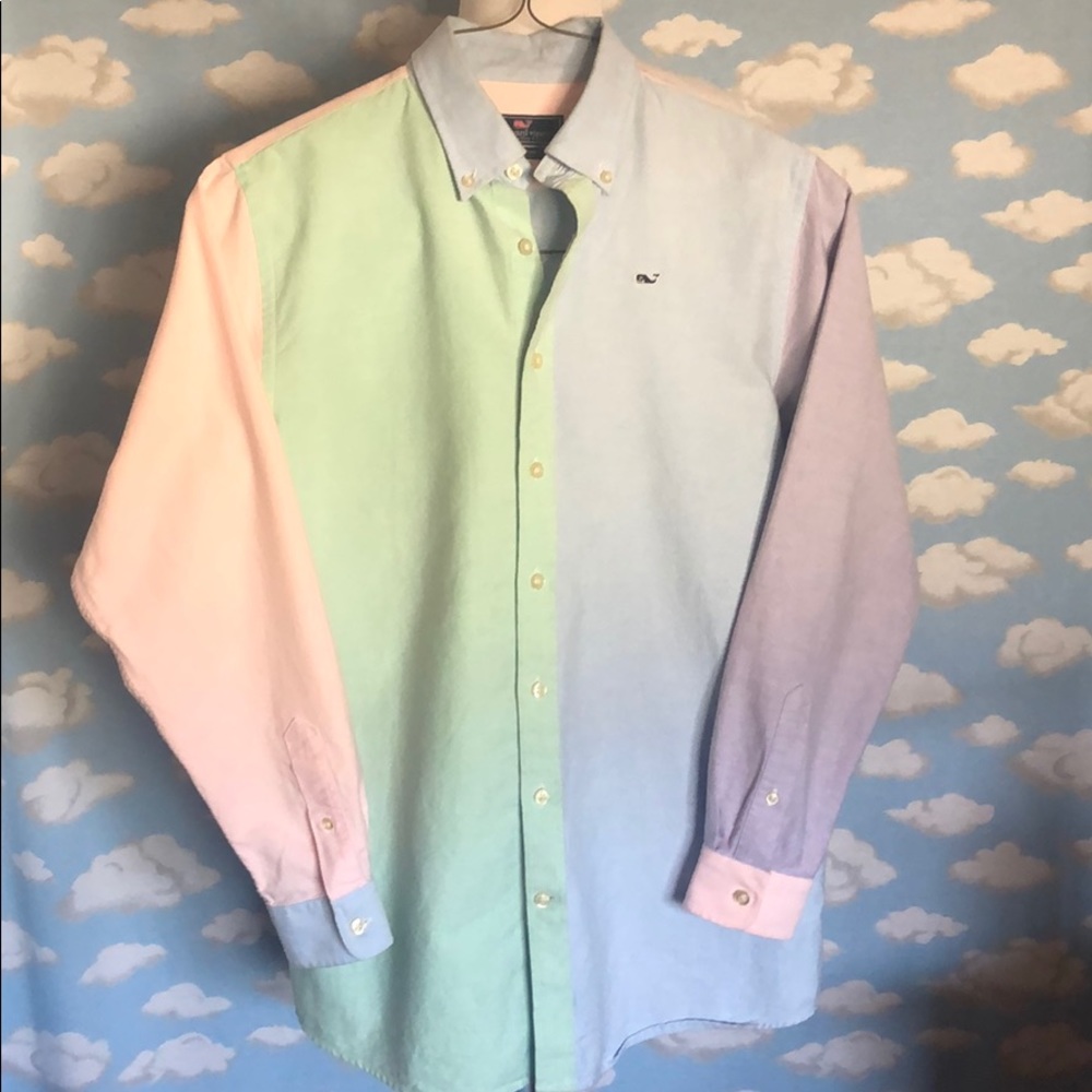 Vineyard Vines Colorblock Button down pastel XL=>M